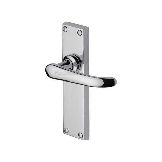 This is an image of a Heritage Brass - Door Handle Lever Latch Windsor Design Polished Chrome Finish, v713-pc that is available to order from T.H Wiggans Ironmongery in Kendal.