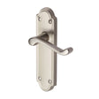 This is an image of a Heritage Brass - Door Handle Lever Latch Windsor Design Satin Nickel Finish, v713-sn that is available to order from T.H Wiggans Ironmongery in Kendal.