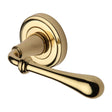 This is an image of a Heritage Brass - Door Handle Lever Latch on Round Rose Roma Design Polished Brass Fi, v7155-pb that is available to order from T.H Wiggans Ironmongery in Kendal.