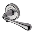 This is an image of a Heritage Brass - Door Handle Lever Latch on Round Rose Roma Design Polished Chrome F, v7155-pc that is available to order from T.H Wiggans Ironmongery in Kendal.