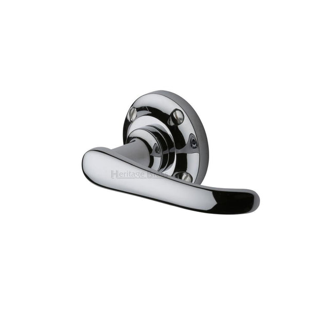 This is an image of a Heritage Brass - Door Handle Lever Latch on Round Rose Windsor Design Polished Chrom, v720-pc that is available to order from T.H Wiggans Ironmongery in Kendal.