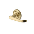 This is an image of a Heritage Brass - Door Handle Lever on Rose Windsor Design Satin Brass Finish, v720-sb that is available to order from T.H Wiggans Ironmongery in Kendal.