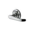 This is an image of a Heritage Brass - Door Handle Lever Latch on Round Rose Windsor Design Satin Chrom, v720-sc that is available to order from T.H Wiggans Ironmongery in Kendal.