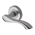 This is an image of a Heritage Brass - Door Handle Lever Latch on Round Rose Algarve Design Polished Chrom, v7210-pc that is available to order from T.H Wiggans Ironmongery in Kendal.