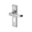 This is an image of a Heritage Brass - Door Handle for Oval Profile Plate Windsor Design Satin Chrome F, v725-sc that is available to order from T.H Wiggans Ironmongery in Kendal.