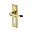 This is an image of a Heritage Brass - Door Handle for Euro Profile Plate Windsor Design Polished Brass Fi, v727-48-pb that is available to order from T.H Wiggans Ironmongery in Kendal.