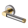 This is an image of a Heritage Brass - Door Handle Lever Latch on Round Rose Celia Design Chrome & Brass finish, v7450-cb that is available to order from T.H Wiggans Ironmongery in Kendal.