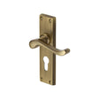 This is an image of a Heritage Brass - Door Handle for Euro Profile Plate Bedford Design Antique Brass Fi, v807-48-at that is available to order from T.H Wiggans Ironmongery in Kendal.