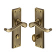 This is an image of a Heritage Brass - Door Handle for Bathroom Bedford Design Antique Brass Finish, v815-at that is available to order from T.H Wiggans Ironmongery in Kendal.