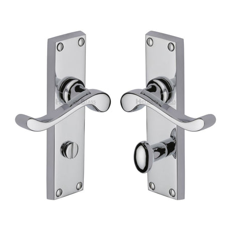 This is an image of a Heritage Brass - Door Handle for Bathroom Bedford Design Polished Chrome Finish, v815-pc that is available to order from T.H Wiggans Ironmongery in Kendal.