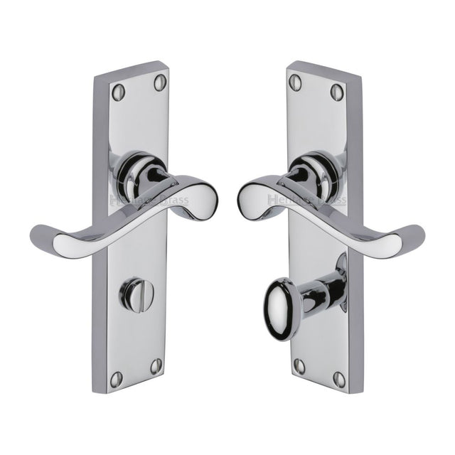 This is an image of a Heritage Brass - Door Handle for Bathroom Bedford Design Polished Chrome Finish, v815-pc that is available to order from T.H Wiggans Ironmongery in Kendal.