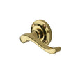 This is an image of a Heritage Brass - Door Handle Lever Latch on 57mm Round Rose Bedford Design Polished, v820-pb that is available to order from T.H Wiggans Ironmongery in Kendal.