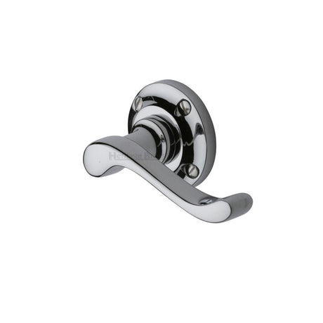 This is an image of a Heritage Brass - Door Handle Lever Latch on 57mm Round Rose Bedford Design Polished, v820-pc that is available to order from T.H Wiggans Ironmongery in Kendal.