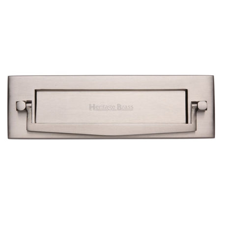 This is an image of a Heritage Brass - Postal Knocker 254 x 79mm - Satin Nickel Finish, v830-sn that is available to order from T.H Wiggans Ironmongery in Kendal.