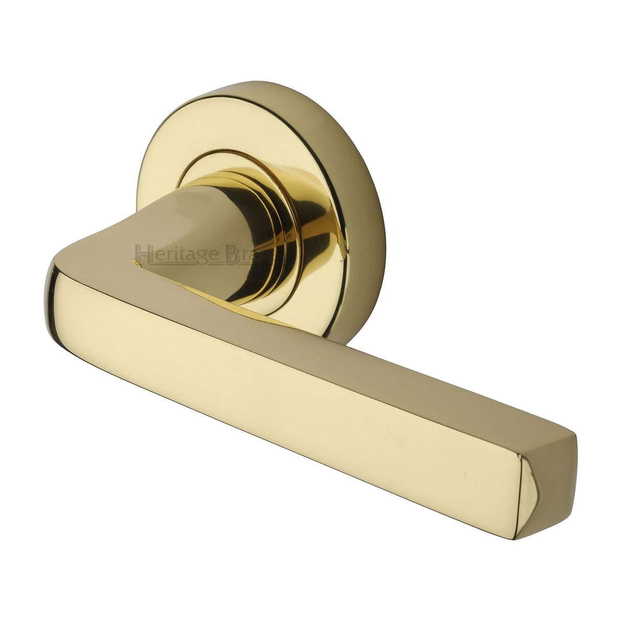 This is an image of a Heritage Brass - Alessa Door Handle on Round Rose Polished Brass finish, v8300-pb that is available to order from T.H Wiggans Ironmongery in Kendal.