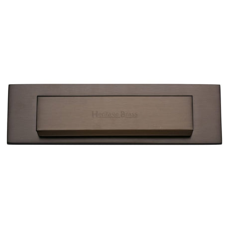 This is an image of a Heritage Brass - Gravity Letterplate 280 x 80mm - Matt Bronze Finish, v842-mb that is available to order from T.H Wiggans Ironmongery in Kendal.
