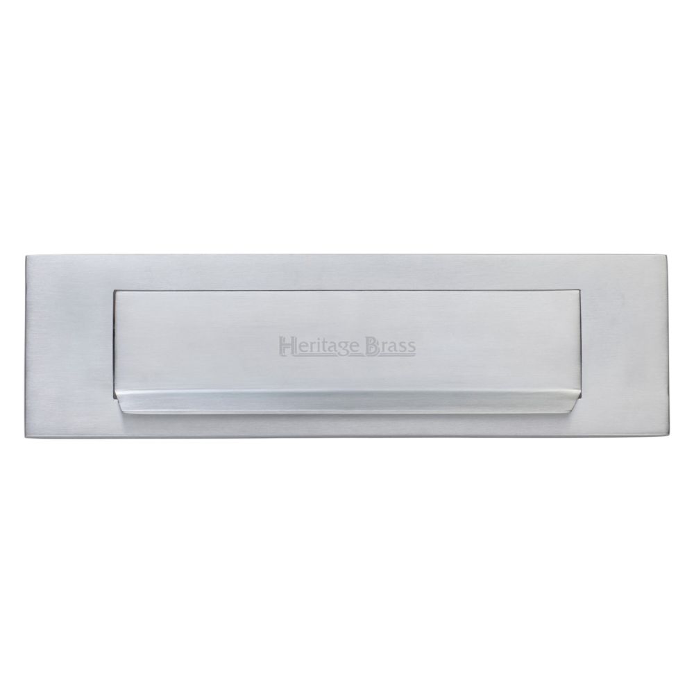 This is an image of a Heritage Brass - Gravity Letterplate 280 x 80mm - Satin Chrome Finish, v842-sc that is available to order from T.H Wiggans Ironmongery in Kendal.