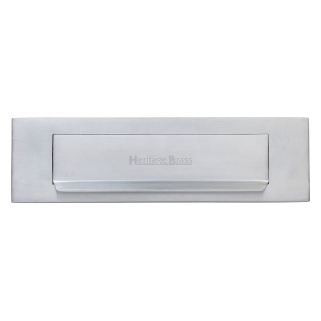 This is an image of a Heritage Brass - Gravity Letterplate 280 x 80mm - Satin Chrome Finish, v842-sc that is available to order from T.H Wiggans Ironmongery in Kendal.