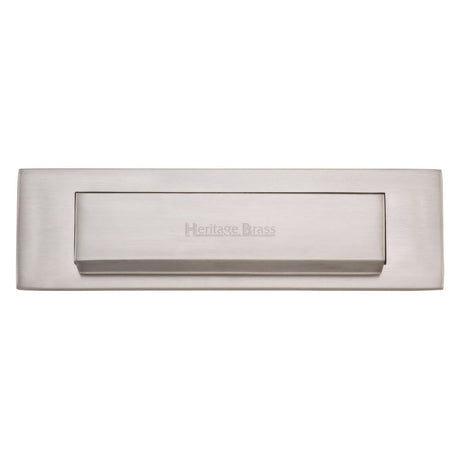This is an image of a Heritage Brass - Gravity Letterplate 280 x 80mm - Satin Nickel Finish, v842-sn that is available to order from T.H Wiggans Ironmongery in Kendal.