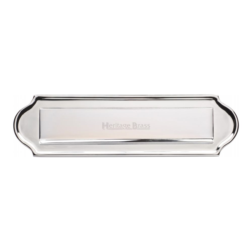 This is an image of a Heritage Brass - Gravity Letterplate 280 x 78mm - Polished Chrome Finish, v843-pc that is available to order from T.H Wiggans Ironmongery in Kendal.