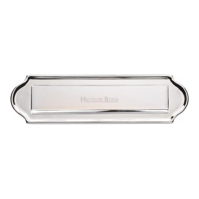This is an image of a Heritage Brass - Gravity Letterplate 280 x 78mm - Polished Chrome Finish, v843-pc that is available to order from T.H Wiggans Ironmongery in Kendal.