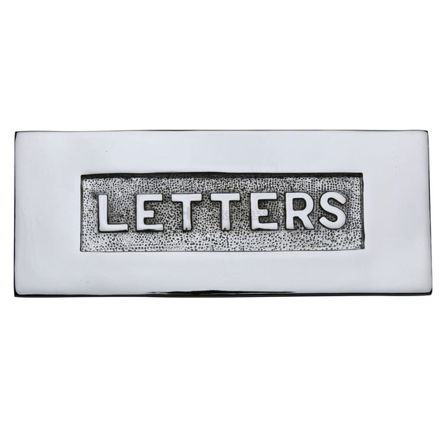 This is an image of a Heritage Brass - Embossed Letterplate 254 x 101mm - Polished Chrome Finish, v845-pc that is available to order from T.H Wiggans Ironmongery in Kendal.