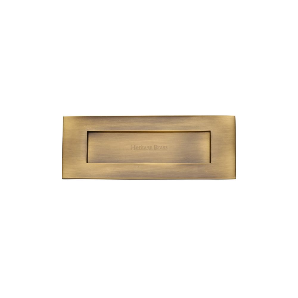 This is an image of a Heritage Brass - Letterplate 8" x 3" Antique Brass Finish, v850-203-at that is available to order from T.H Wiggans Ironmongery in Kendal.