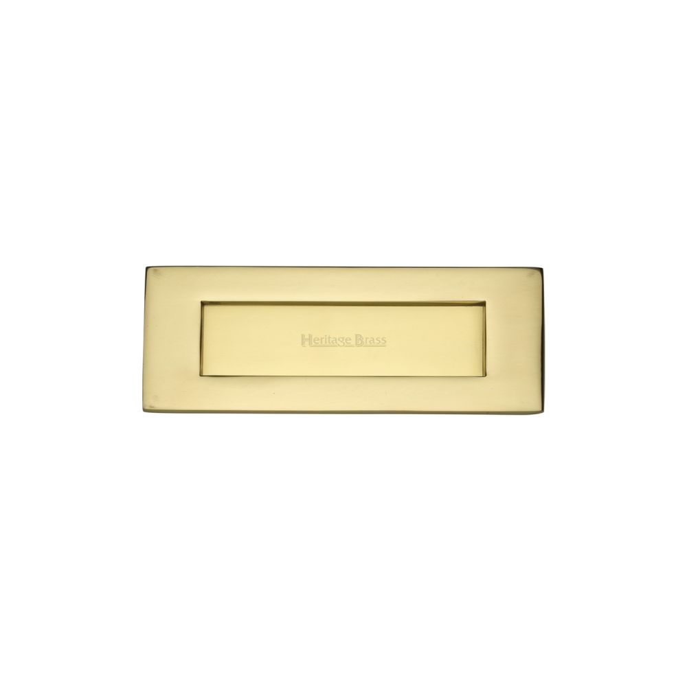 This is an image of a Heritage Brass - Letterplate 8" x 3" Polished Brass Finish, v850-203-pb that is available to order from T.H Wiggans Ironmongery in Kendal.