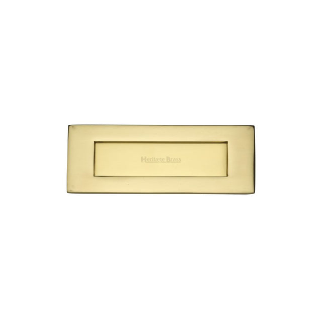 This is an image of a Heritage Brass - Letterplate 8" x 3" Polished Brass Finish, v850-203-pb that is available to order from T.H Wiggans Ironmongery in Kendal.