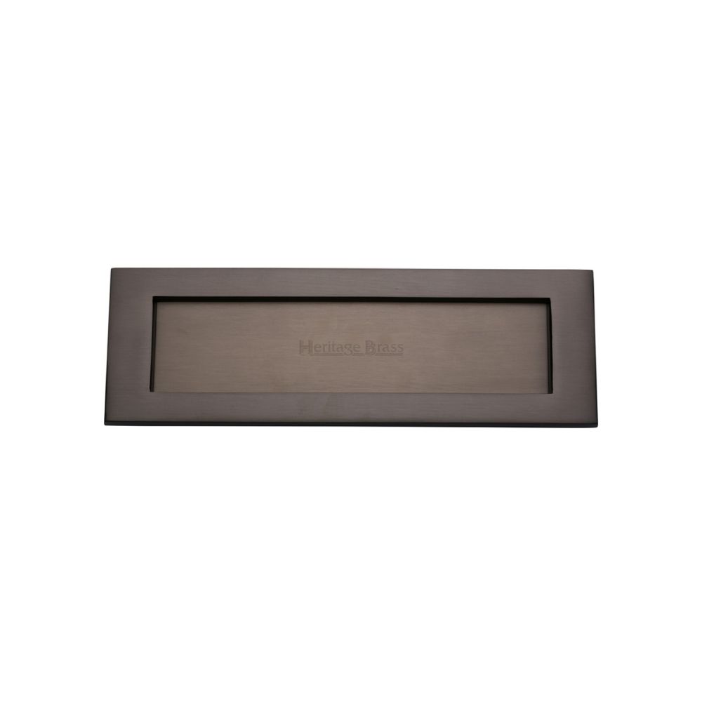 This is an image of a Heritage Brass - Letterplate 10" x 3" Matt Bronze Finish, v850-254-mb that is available to order from T.H Wiggans Ironmongery in Kendal.