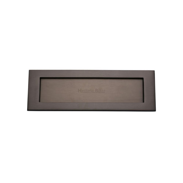 This is an image of a Heritage Brass - Letterplate 10" x 3" Matt Bronze Finish, v850-254-mb that is available to order from T.H Wiggans Ironmongery in Kendal.