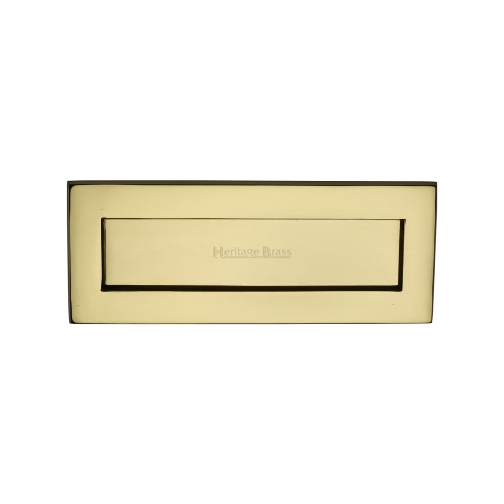 This is an image of a Heritage Brass - Letterplate 10" x 4" Polished Brass Finish, v850-254-101-pb that is available to order from T.H Wiggans Ironmongery in Kendal.