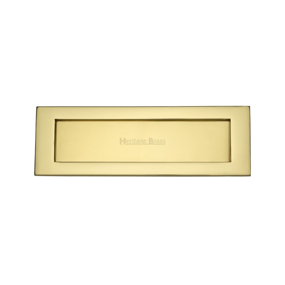 This is an image of a Heritage Brass - Letterplate 12" x 4" Polished Brass Finish, v850-305-pb that is available to order from T.H Wiggans Ironmongery in Kendal.