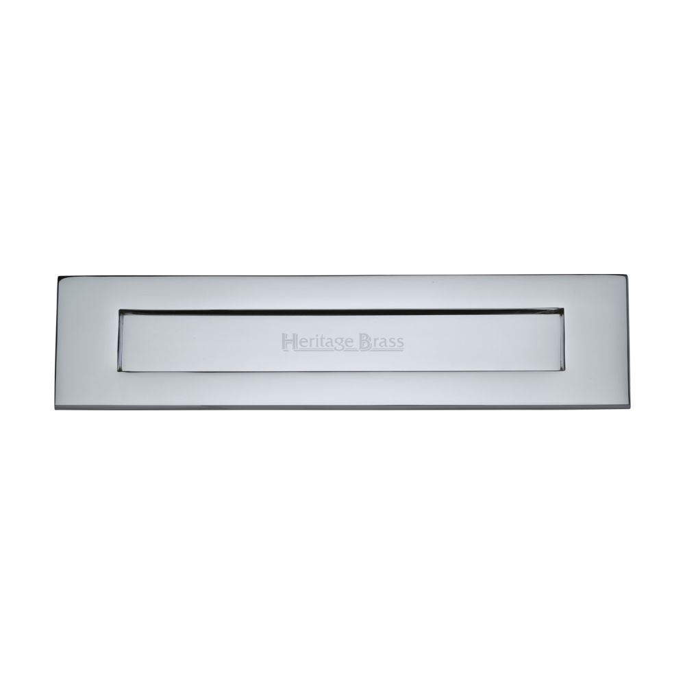 This is an image of a Heritage Brass - Letterplate 13" x 3" Polished Chrome Finish, v850-330-pc that is available to order from T.H Wiggans Ironmongery in Kendal.