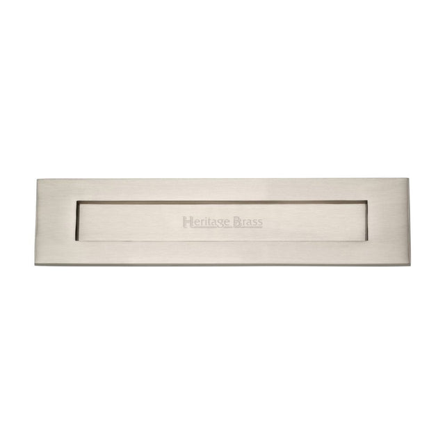 This is an image of a Heritage Brass - Letterplate 13" x 3" Satin Nickel Finish, v850-330-sn that is available to order from T.H Wiggans Ironmongery in Kendal.