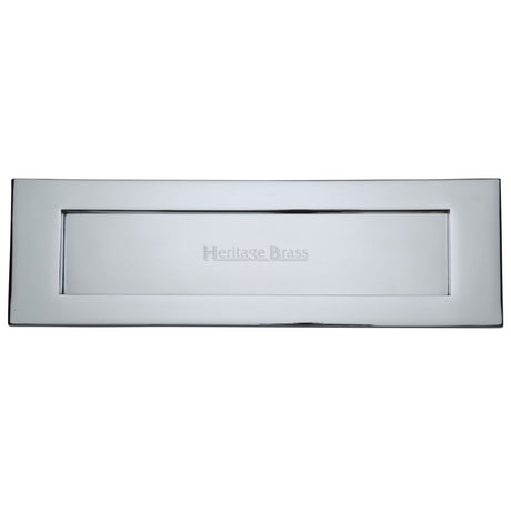 This is an image of a Heritage Brass - Letterplate 16" x 5" Polished Chrome Finish, v850-406-pc that is available to order from T.H Wiggans Ironmongery in Kendal.