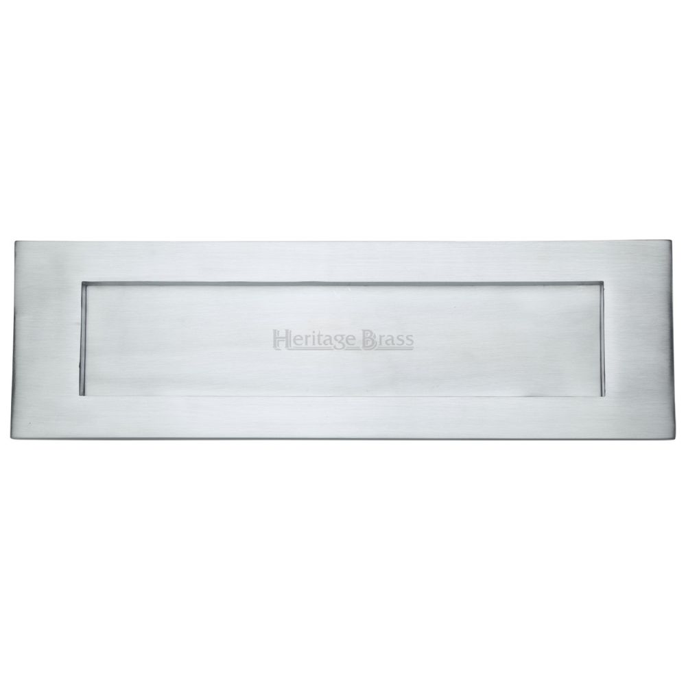 This is an image of a Heritage Brass - Letterplate 16" x 5" Satin Chrome Finish, v850-406-sc that is available to order from T.H Wiggans Ironmongery in Kendal.