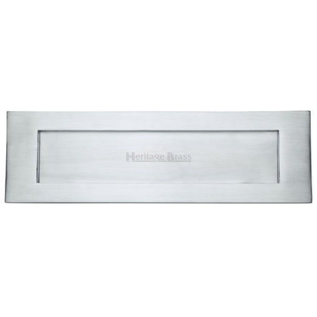 This is an image of a Heritage Brass - Letterplate 16" x 5" Satin Chrome Finish, v850-406-sc that is available to order from T.H Wiggans Ironmongery in Kendal.