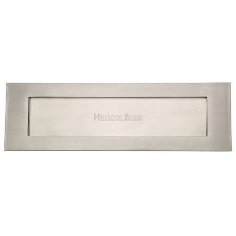 This is an image of a Heritage Brass - Letterplate 16" x 5" Satin Nickel Finish, v850-406-sn that is available to order from T.H Wiggans Ironmongery in Kendal.