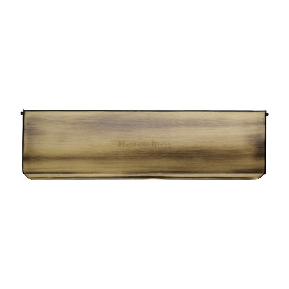 This is an image of a Heritage Brass - Interior Letterflap 11" x 3 3/4"Antique Brass Finish, v860-280-at that is available to order from T.H Wiggans Ironmongery in Kendal.