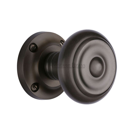This is an image of a Heritage Brass - Mortice Knob Aylesbury Design Matt Bronze Finish, v872-mb that is available to order from T.H Wiggans Ironmongery in Kendal.
