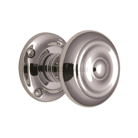 This is an image of a Heritage Brass - Mortice Knob on Rose Aylesbury Design Polished Chrome Finish, v872-pc that is available to order from T.H Wiggans Ironmongery in Kendal.