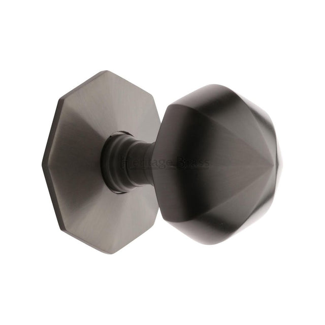 This is an image of a Heritage Brass - Octagon Centre Door Knob 2 1/2" Matt Bronze Finish, v880-mb that is available to order from T.H Wiggans Ironmongery in Kendal.