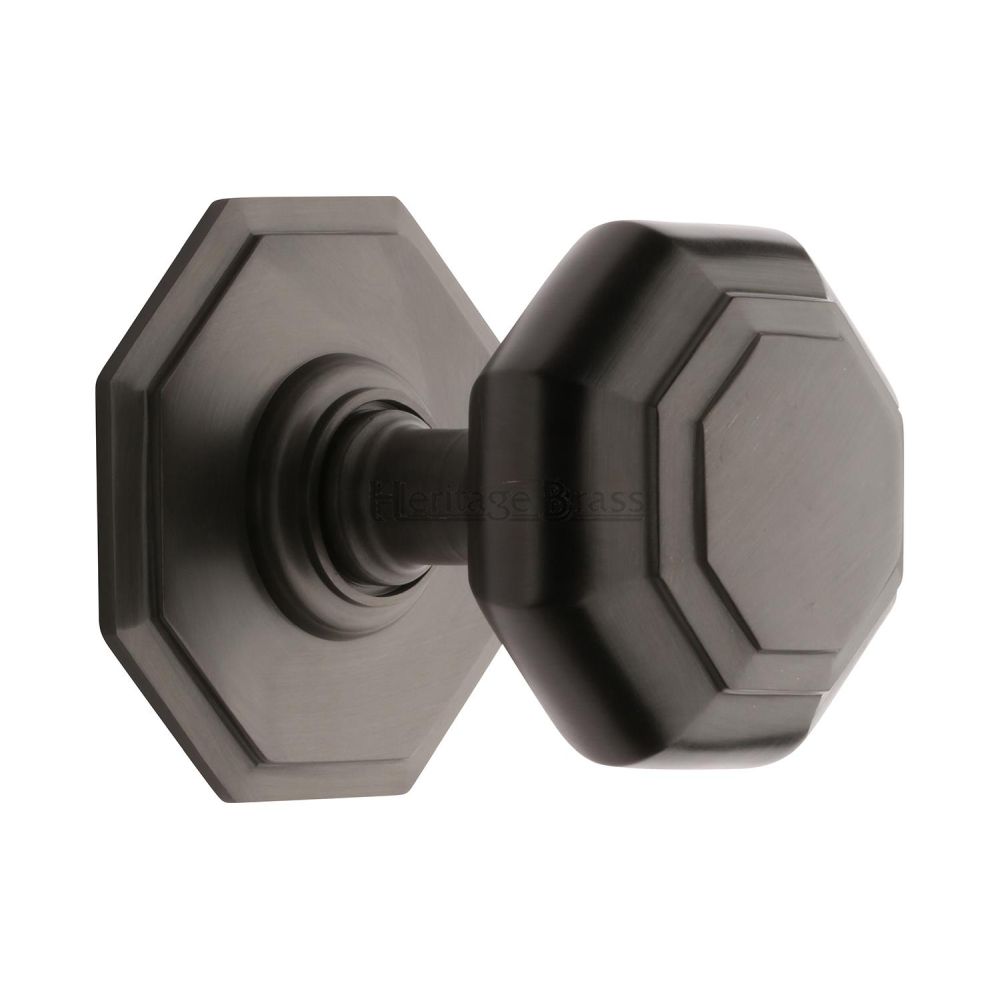 This is an image of a Heritage Brass - Octagon Centre Door Knob 3" Matt Bronze Finish, v890-mb that is available to order from T.H Wiggans Ironmongery in Kendal.