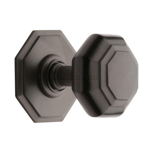 This is an image of a Heritage Brass - Octagon Centre Door Knob 3" Matt Bronze Finish, v890-mb that is available to order from T.H Wiggans Ironmongery in Kendal.