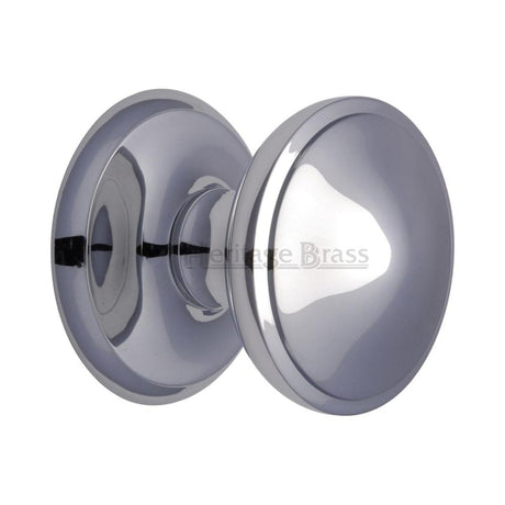 This is an image of a Heritage Brass - Round Centre Door Knob 3" Polished Chrome Finish, v900-pc that is available to order from T.H Wiggans Ironmongery in Kendal.