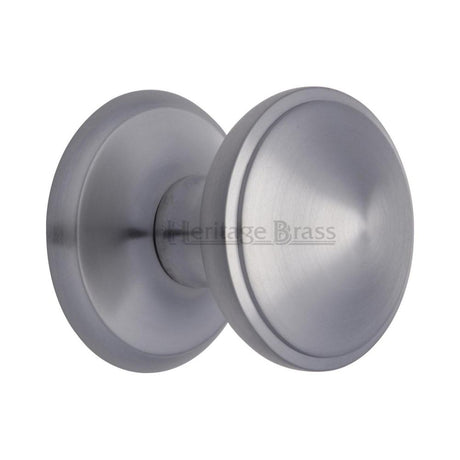 This is an image of a Heritage Brass - Round Centre Door Knob 3" Satin Chrome Finish, v900-sc that is available to order from T.H Wiggans Ironmongery in Kendal.