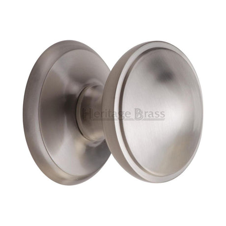 This is an image of a Heritage Brass - Round Centre Door Knob 3" Satin Nickel Finish, v900-sn that is available to order from T.H Wiggans Ironmongery in Kendal.