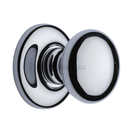 This is an image of a Heritage Brass - Centre Door Knob Round Design 3" Polished Chrome Finish, v901-pc that is available to order from T.H Wiggans Ironmongery in Kendal.