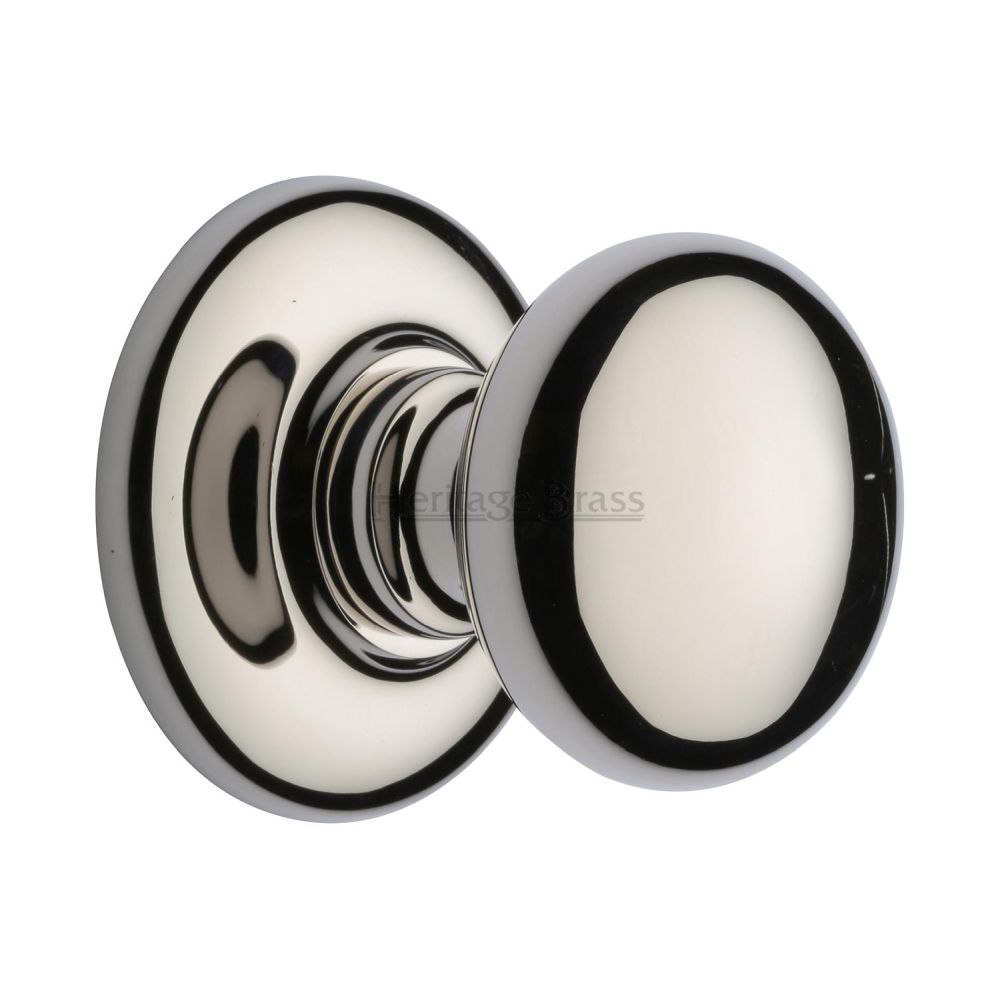 This is an image of a Heritage Brass - Centre Door Knob Round Design 3" Polished Nickel Finish, v901-pnf that is available to order from T.H Wiggans Ironmongery in Kendal.